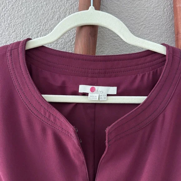 Boden Addie Dress In Merlot Tie Waist 3/4 Sleeve Burgundy Midi Size 8 8R - Picture 10 of 15